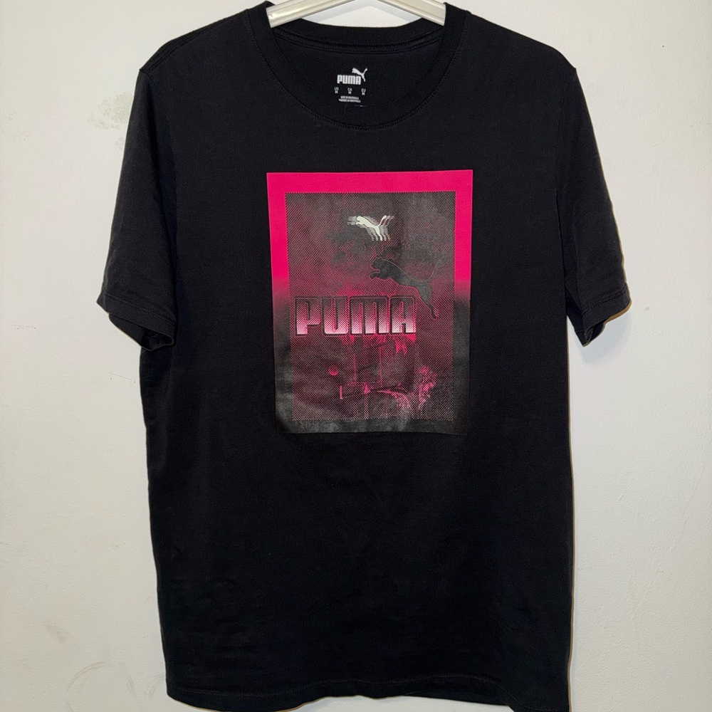 Puma Black and Pink Graphic Tee